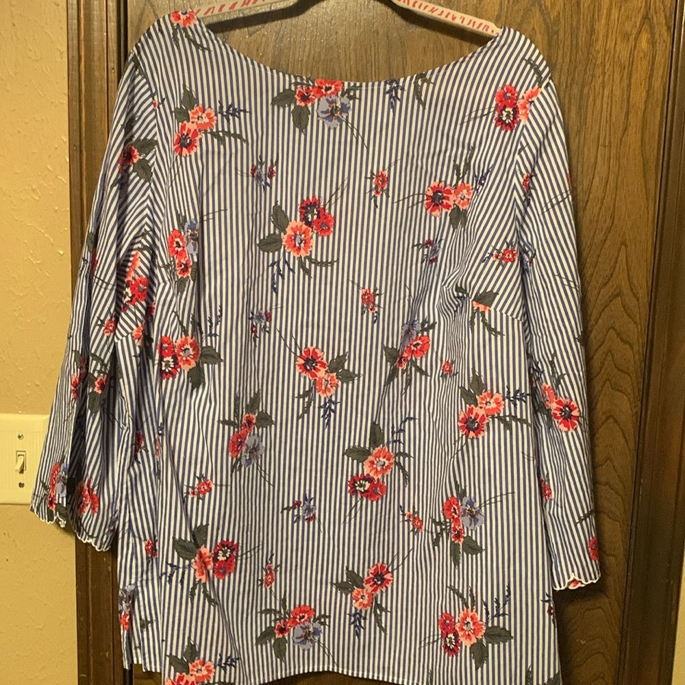 Liz Claiborne Woman 2X 100% cotton, three-quarter sleeve blouse